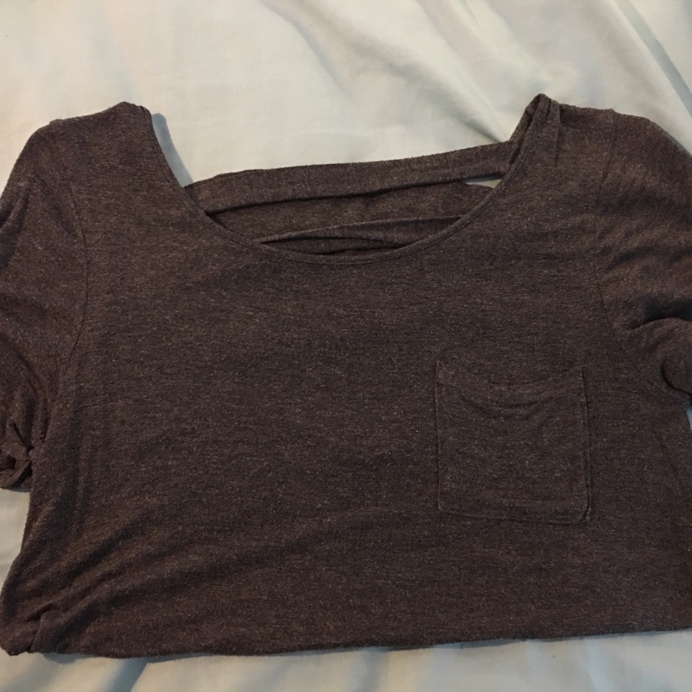 Soft grey shirt with back cutouts